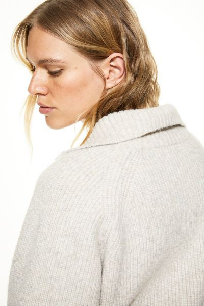 Gerippter Pullover mit Zipper - Hellbeigemeliert - Ladies | H&M AT | H&M (DE, AT, CH, NL, FI)