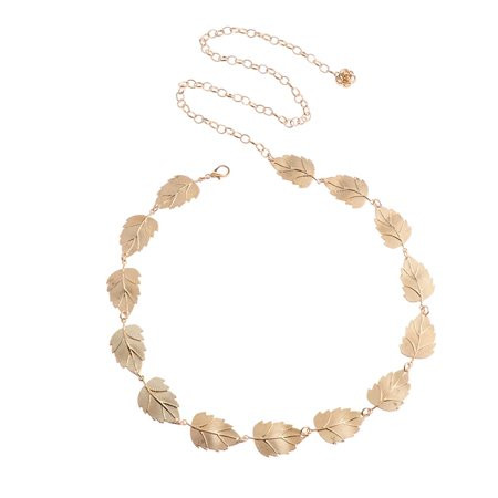 Women Metal Belt Dress Waist Chain Gold Leaf Fashion Charm 1 Size Adjustable | Walmart (US)