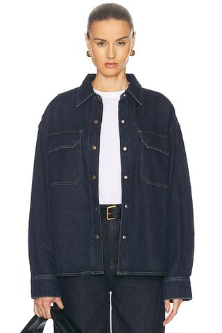 AGOLDE Gwen Slice Shirt in Rinse | FWRD | FWRD 