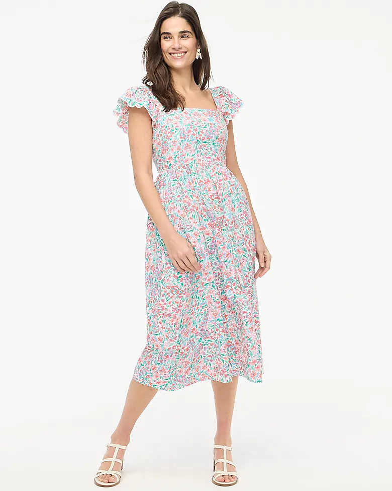 Ruffle-sleeve midi dress | J.Crew Factory