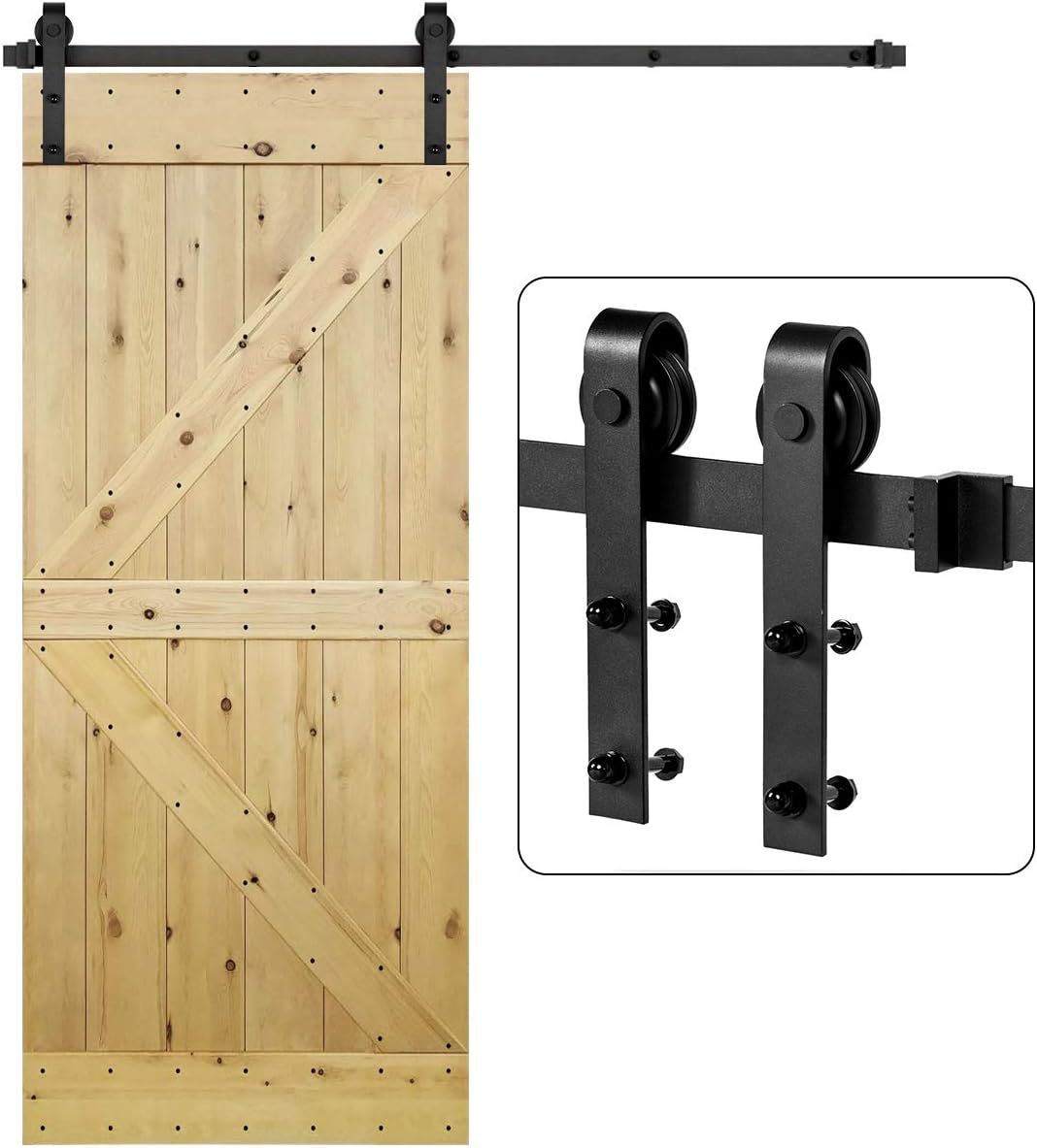 U-MAX 6.6 FT Sliding Barn Wood Door Basic Sliding Track Hardware Kit (Basic"J") | Amazon (US)