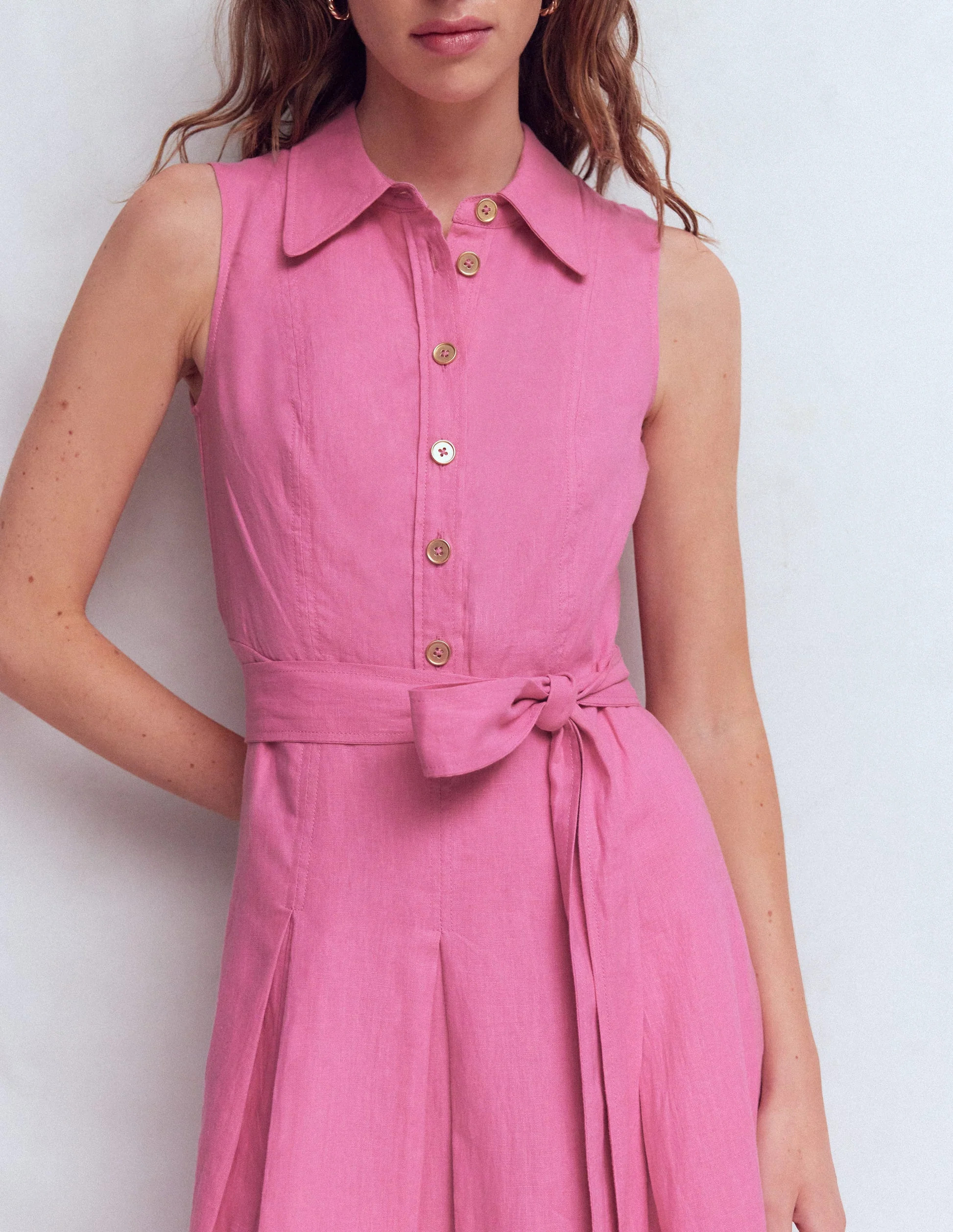 Belinda Linen Shirt Dress-Pink Parfait | Boden (US)