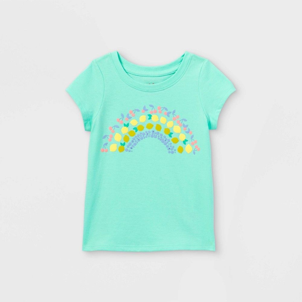 Toddler Girls' Fruit Rainbow Short Sleeve T-Shirt - Cat & Jack Teal 12M, Blue | Target