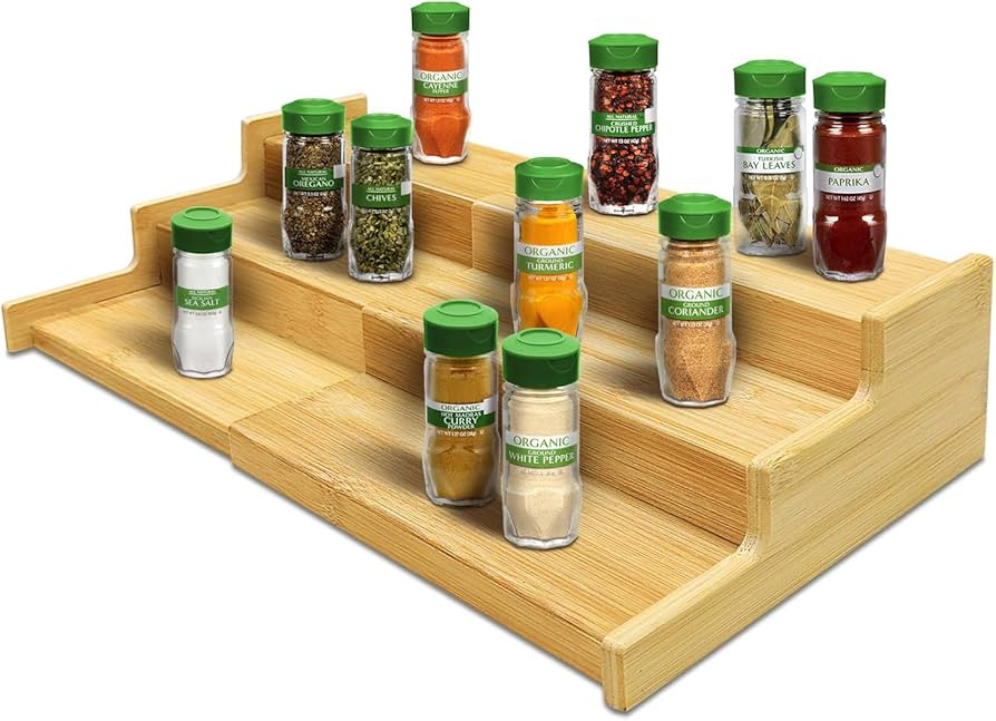 Spice Rack Organizer for Cabinet, 3 Tier Expandable Bamboo Spice Storage, Great for Kitchen Cabin... | Amazon (US)