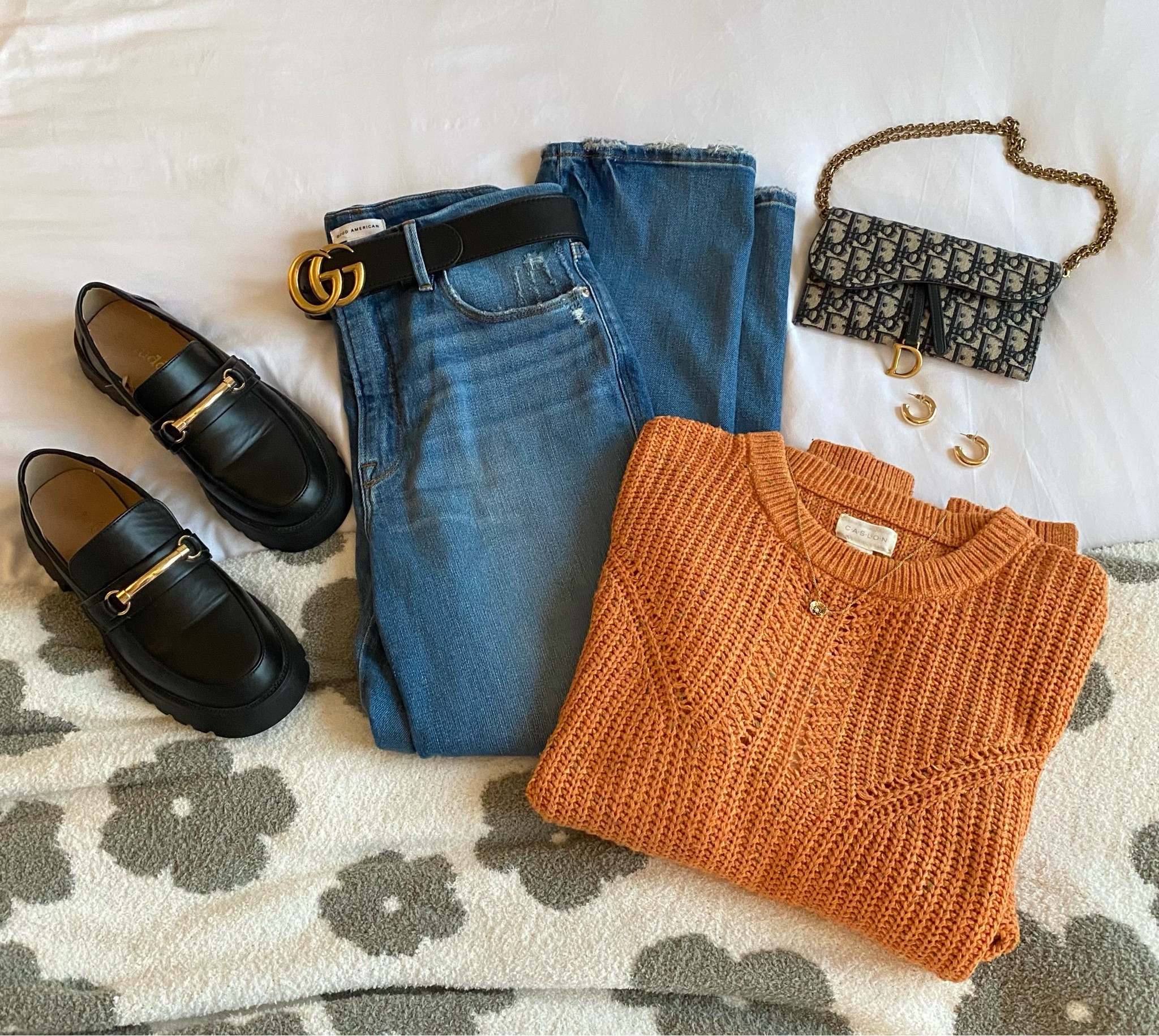 ✨Cozy + Casual winter outfit for work, dates, family gatherings or Christmas. Love this color combination. 

🤎Winter OOTD from My Closet!

[Sweaters under $30 holiday outfit, brown boots, orange waffle crew neck sweater nude beige brown black clean girl midsize under 20 natural loafers Prada gucci loafers black shoes Sam Edelman Steve Madden gold chunky hoop earrings]

#LTKSeasonal #LTKfindsunder100 #LTKshoecrush