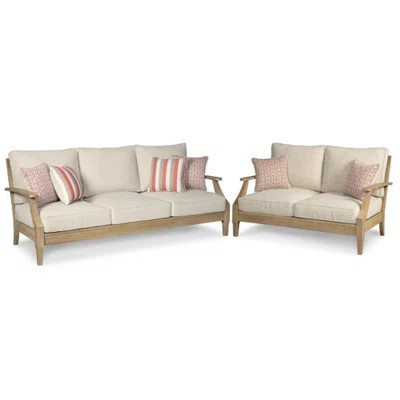Clare 5 - Person Outdoor Seating Group Sofa and Loveseat with Cushions | Wayfair North America