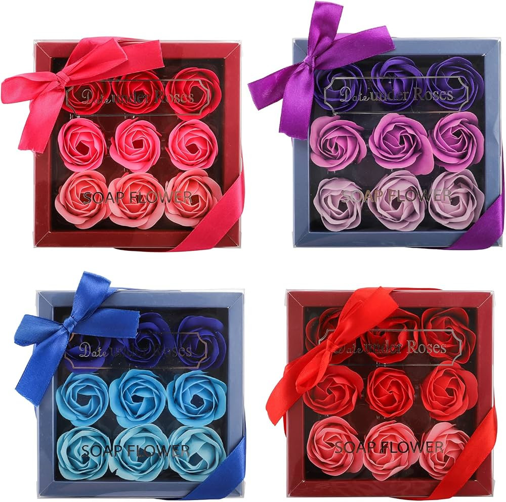 Hedume 4 Boxes Floral Scented Bath Soap Rose Flower Petals, 36 Pcs Total Plant Essential Oil Rose... | Amazon (US)