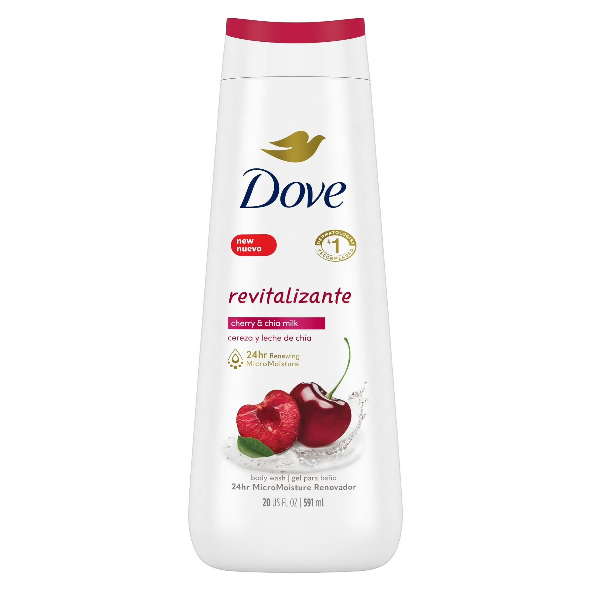 Dove Revitalizante Long Lasting Gentle Body Wash, Cherry and Chia Milk, 20 fl oz | Walmart (US)