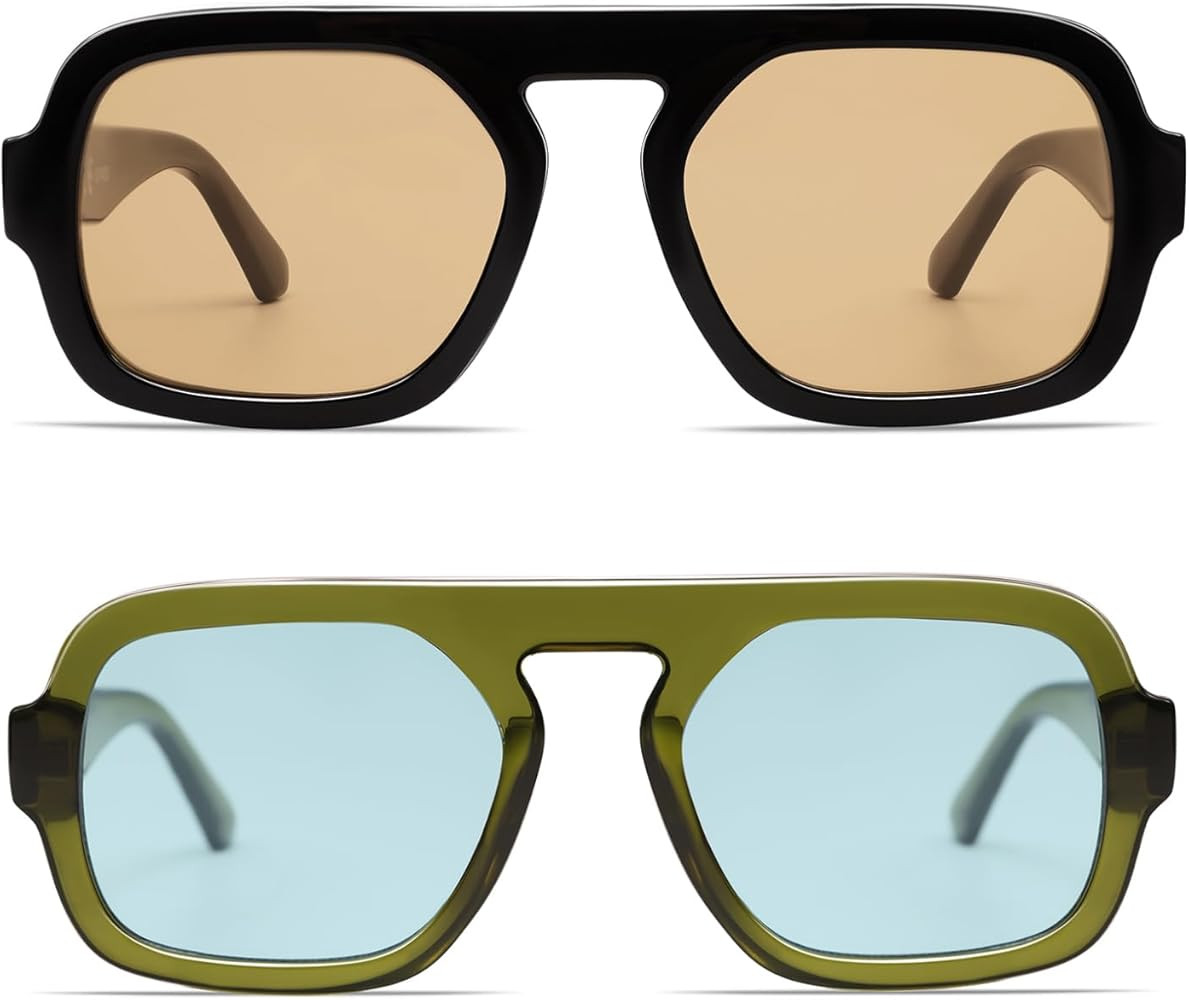 VANLINKER Oversized Retro Square Aviator Sunglasses for Women Men 70s Vintage Style Trendy Big Fl... | Amazon (US)