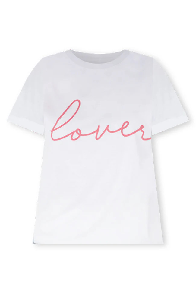 Lover Script White Bella Canvas Graphic Tee FINAL SALE | Pink Lily