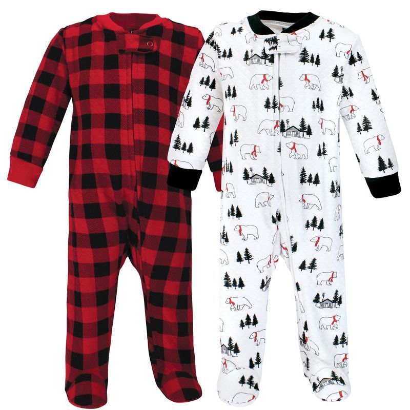 Hudson Baby Infant Boy Premium Quilted Zipper Sleep and Play, Buffalo Plaid Bear | Target