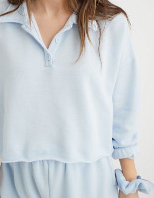 Aerie Fleece-Of-Mind Cropped Polo Sweatshirt | American Eagle Outfitters (US & CA)