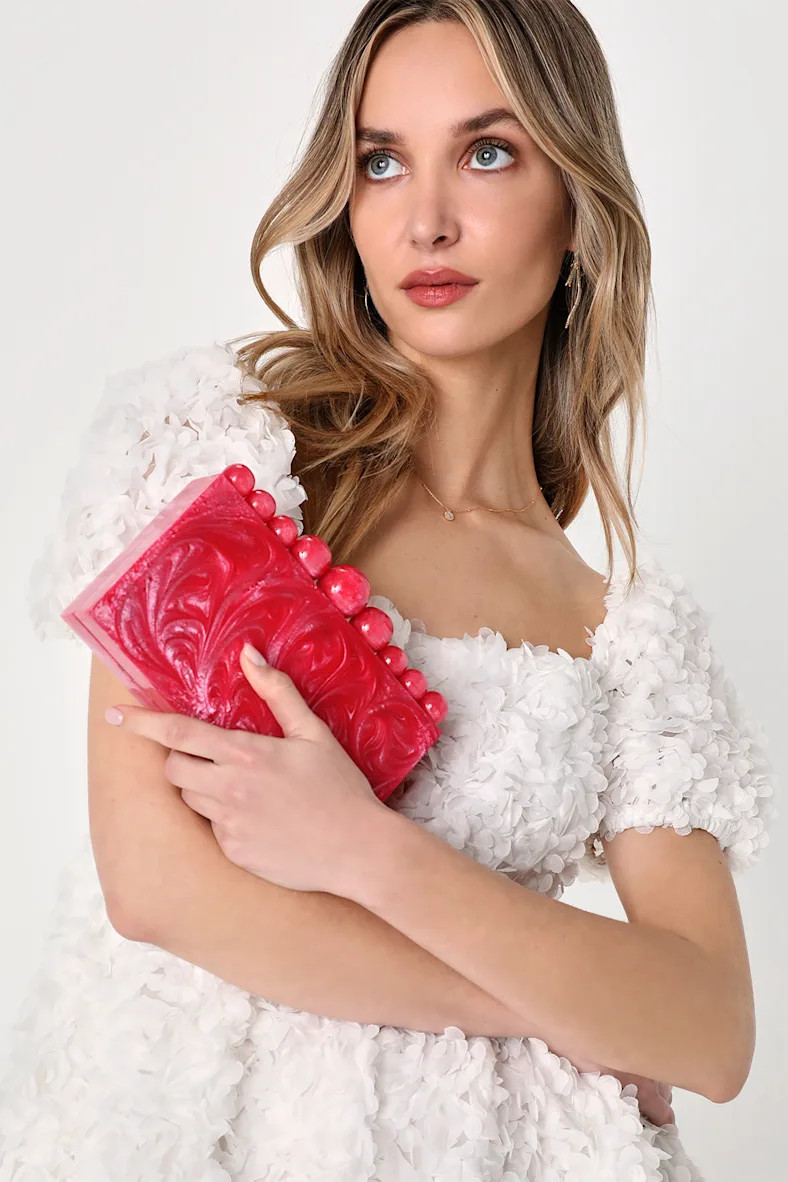 On The List Pink Marble Acrylic Box Clutch | Lulus (US)