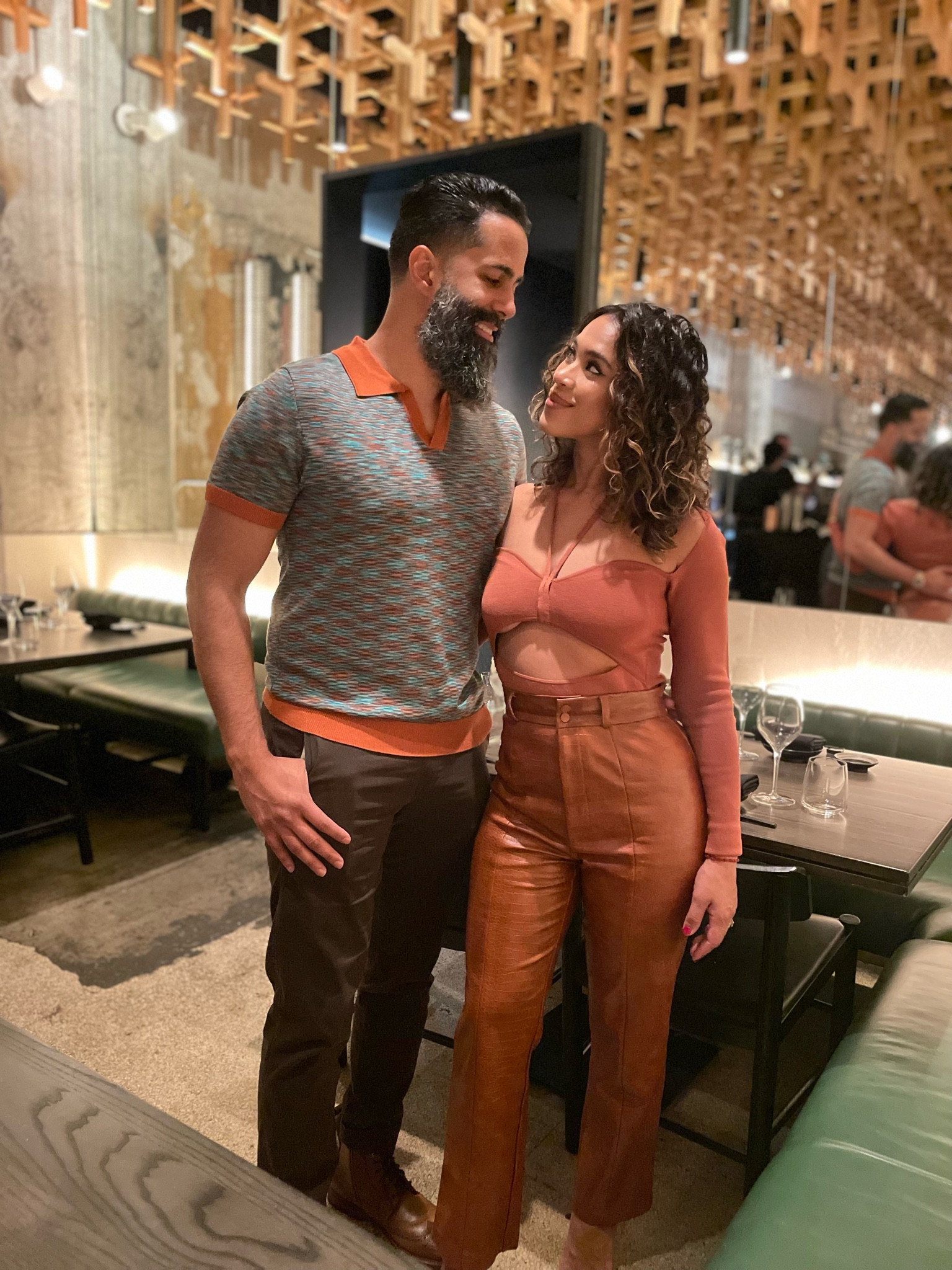 Perfect for your next date ✨ #neutralvibes #neutral #couplestyle #menstyle #leather #brownleatherpants #nbd #couplesstyle 

#LTKfamily #LTKFind #LTKGiftGuide