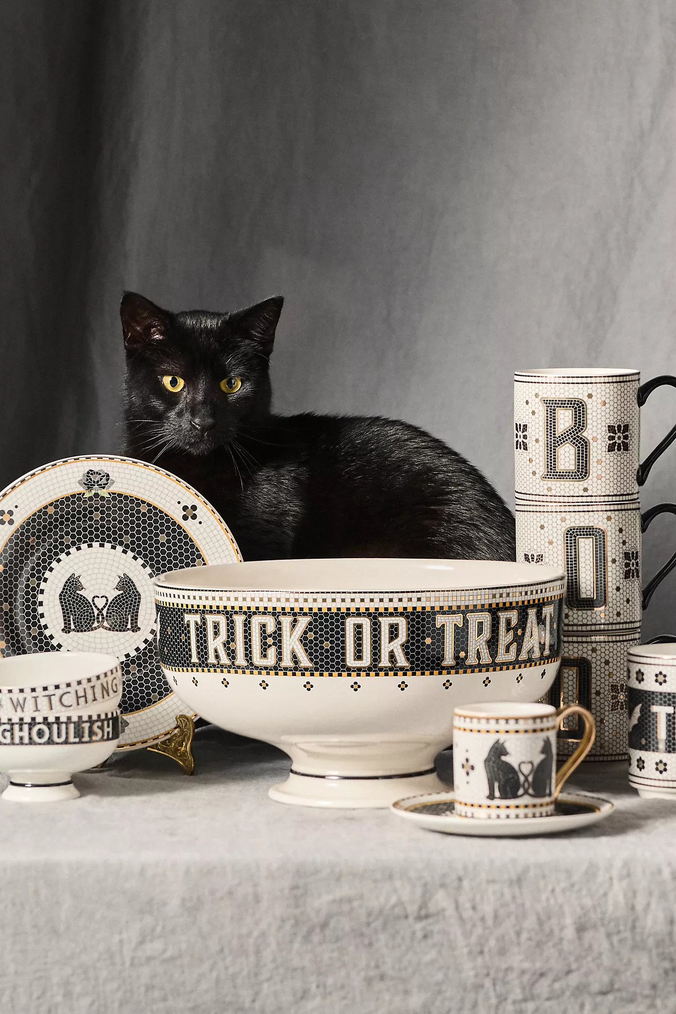 The Bistro Tile Stoneware Dessert Plate: Halloween Edition | Anthropologie (US)