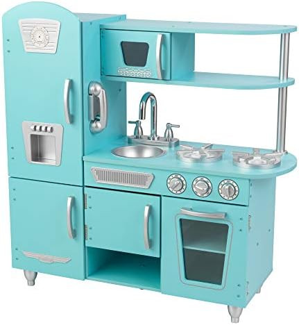 KidKraft Vintage Wooden Play Kitchen with Pretend Ice Maker and Play Phone, Blue, Gift for Ages 3... | Amazon (US)