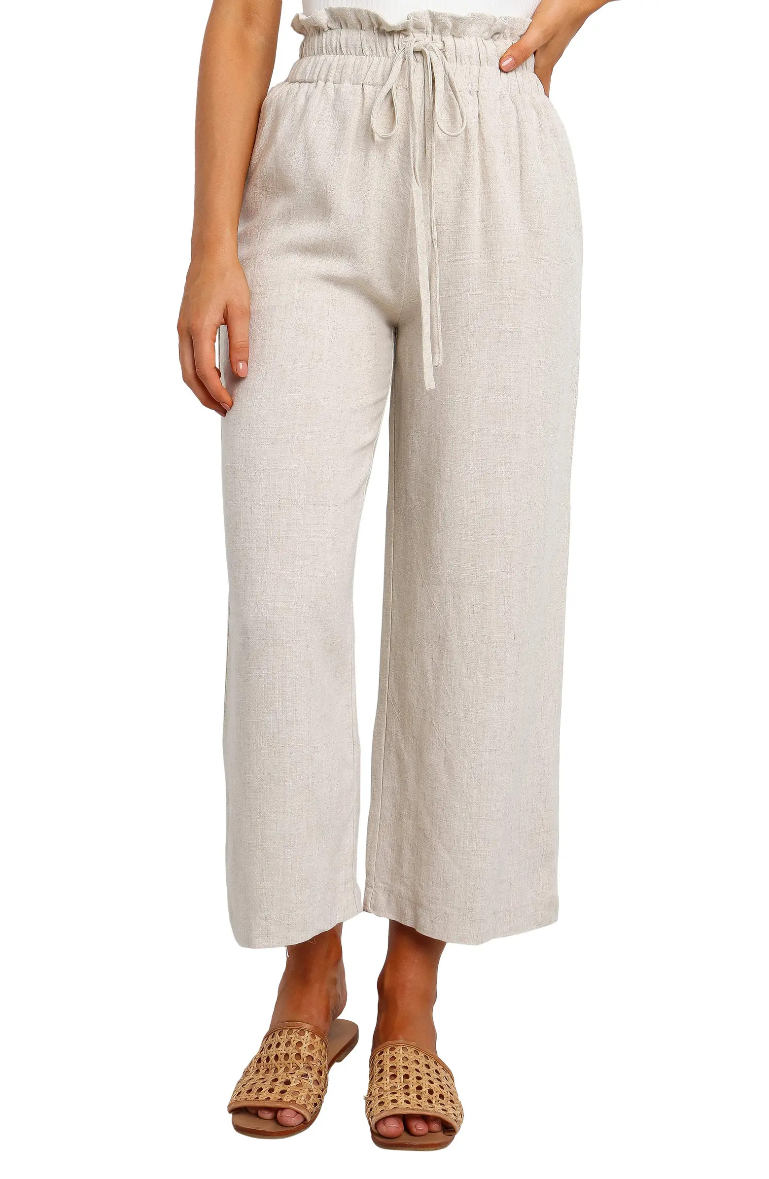Hawthorne Linen Blend Wide Leg Crop Pants | Nordstrom
