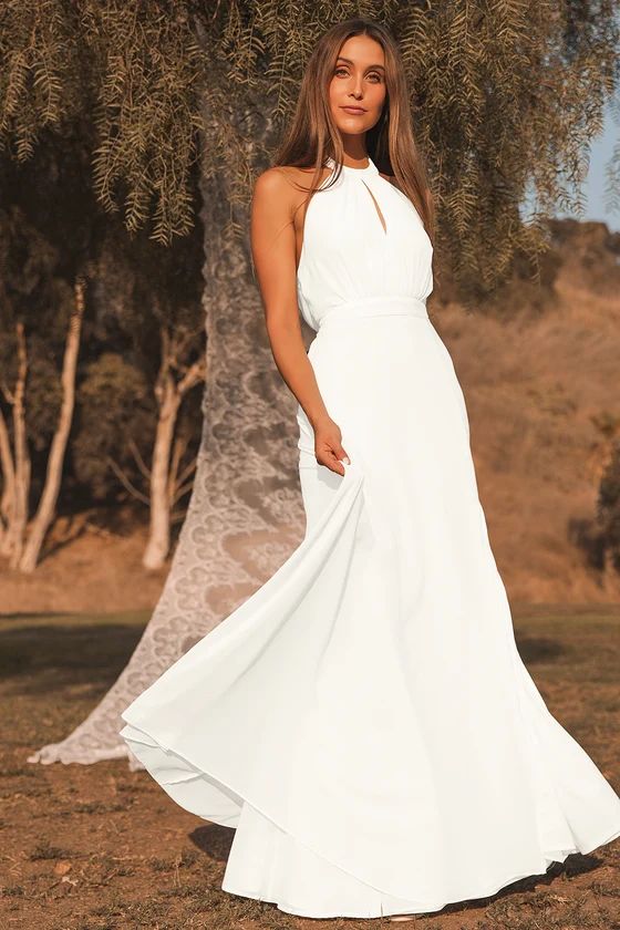 Truly Delightful White Halter Maxi Dress | Lulus (US)