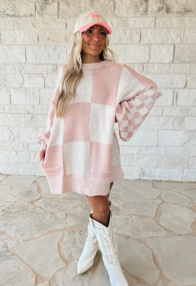 Cute Little Date Checkered Oversized Sweater | CK Squared Boutique