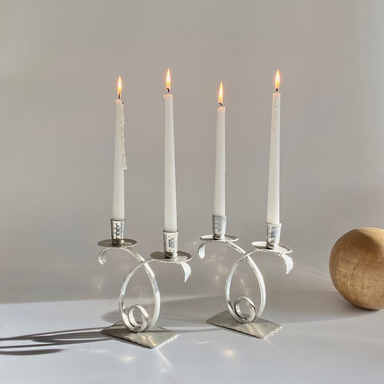 Vintage MCM Buenilum Hammered Aluminum Looped Candelabras | Etsy | Etsy (US)