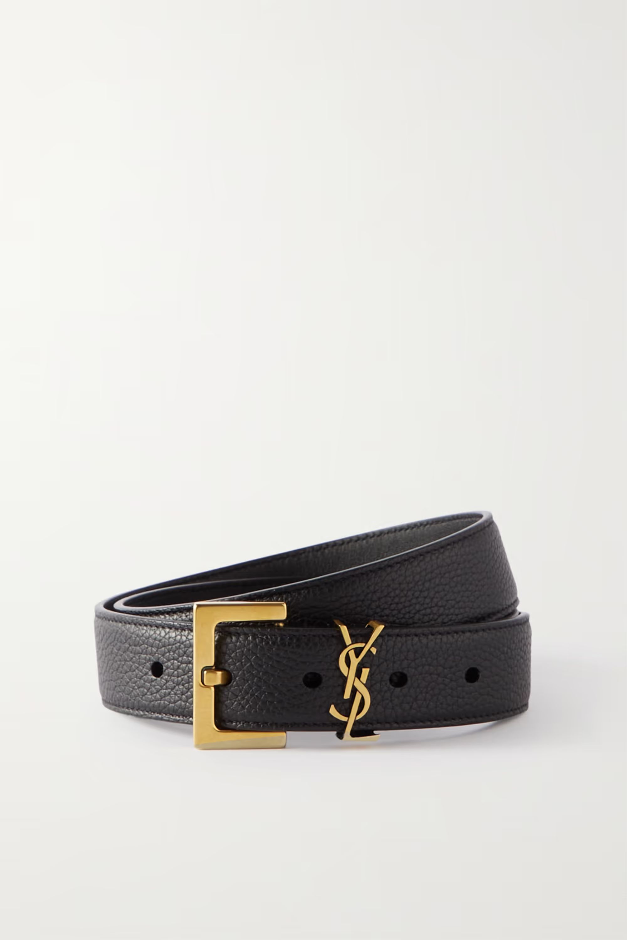 SAINT LAURENTMonogramme textured-leather belt | NET-A-PORTER (US)