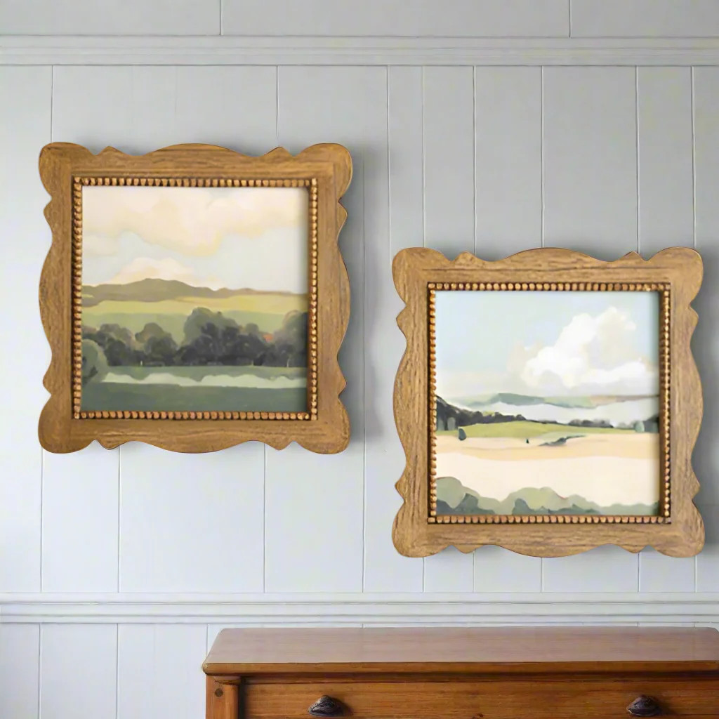 Set of 2 Scallop Framed Landscapes | Interior Delights