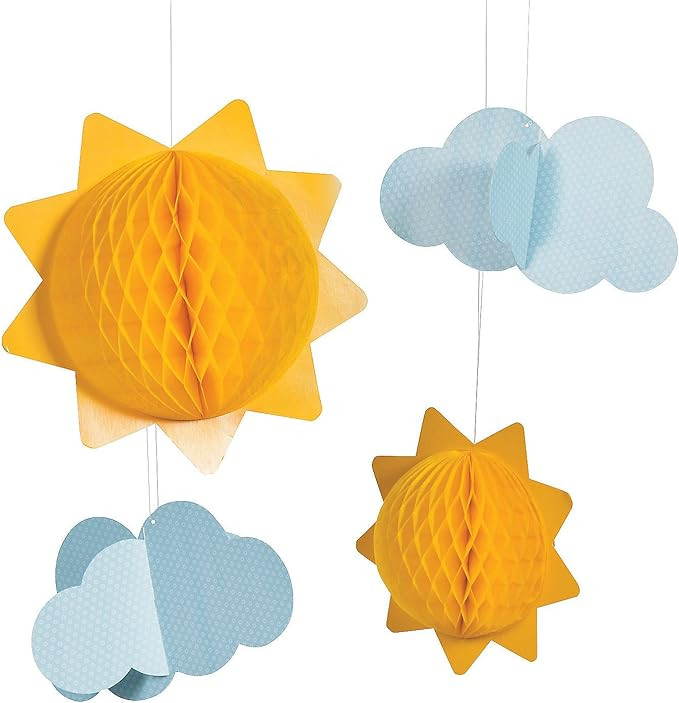 You Are My Sunshine Sun and Clouds Tissue Balls - 4 Hanging Party Pieces | Amazon (US)