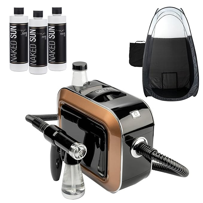 Naked Sun Onyx Spray Tanning Machine with Honey Glow Tanning Solutions and Pop Up Tent Bundle (5 ... | Amazon (US)