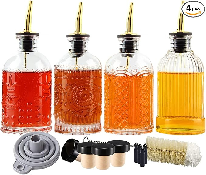 Shining Craft Coffee Syrup Dispenser Bottles Set 4 Packs 7 OZ Simple Small Syrup Bottles Set with... | Amazon (US)