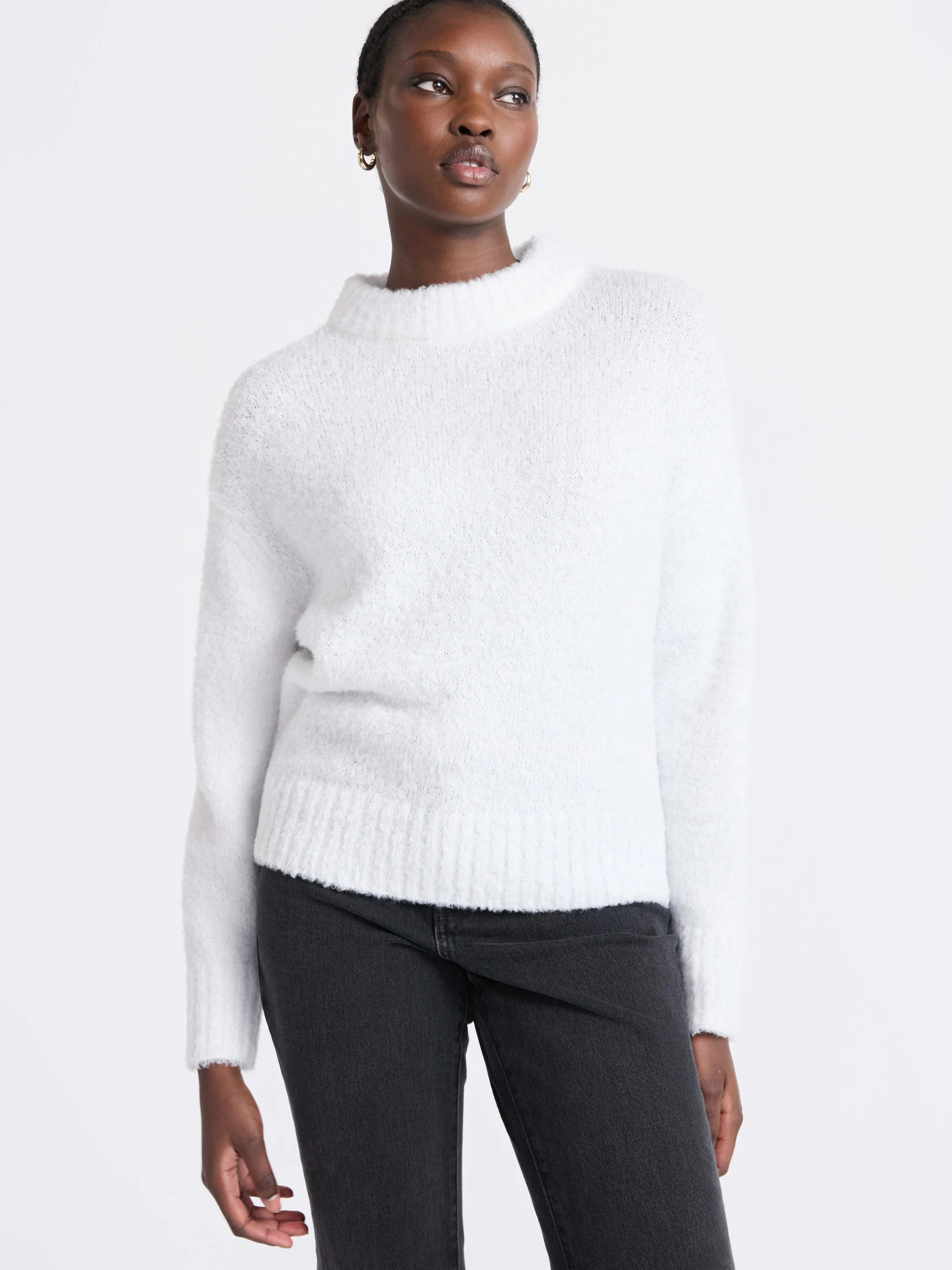 Free Assembly Women's Mock Neck Wedge Sweater with Long Sleeves, Sizes XS-XXL | Walmart (US)