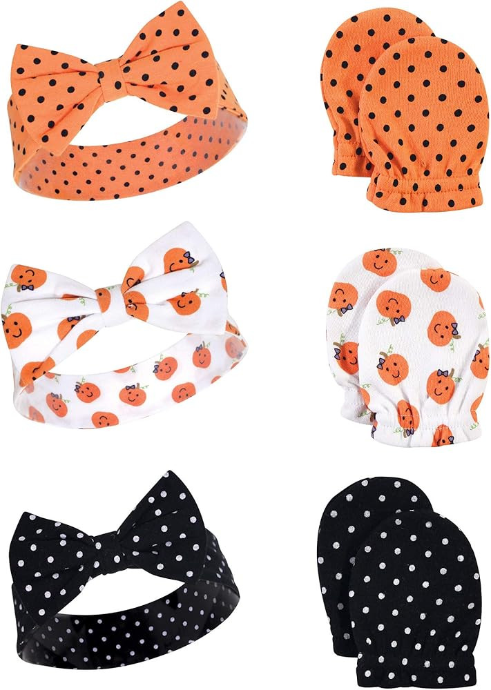 Hudson Baby Baby Girls' Cotton Headband and Scratch Mitten Set | Amazon (US)