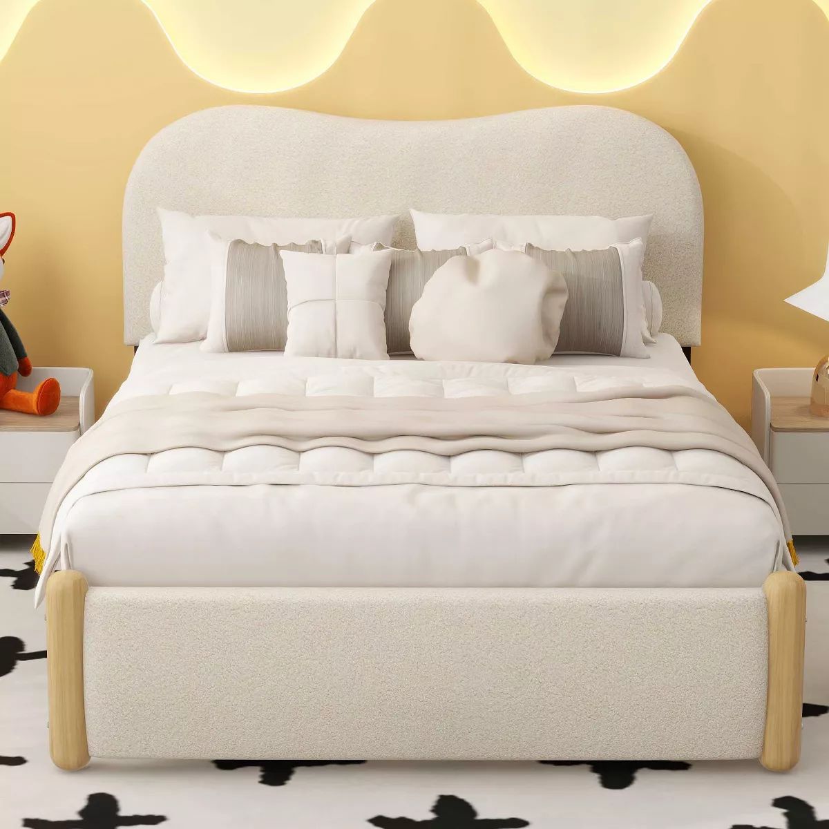 Full/Twin Size Upholstered Platform Bed with Wood Supporting Feet-ModernLuxe | Target