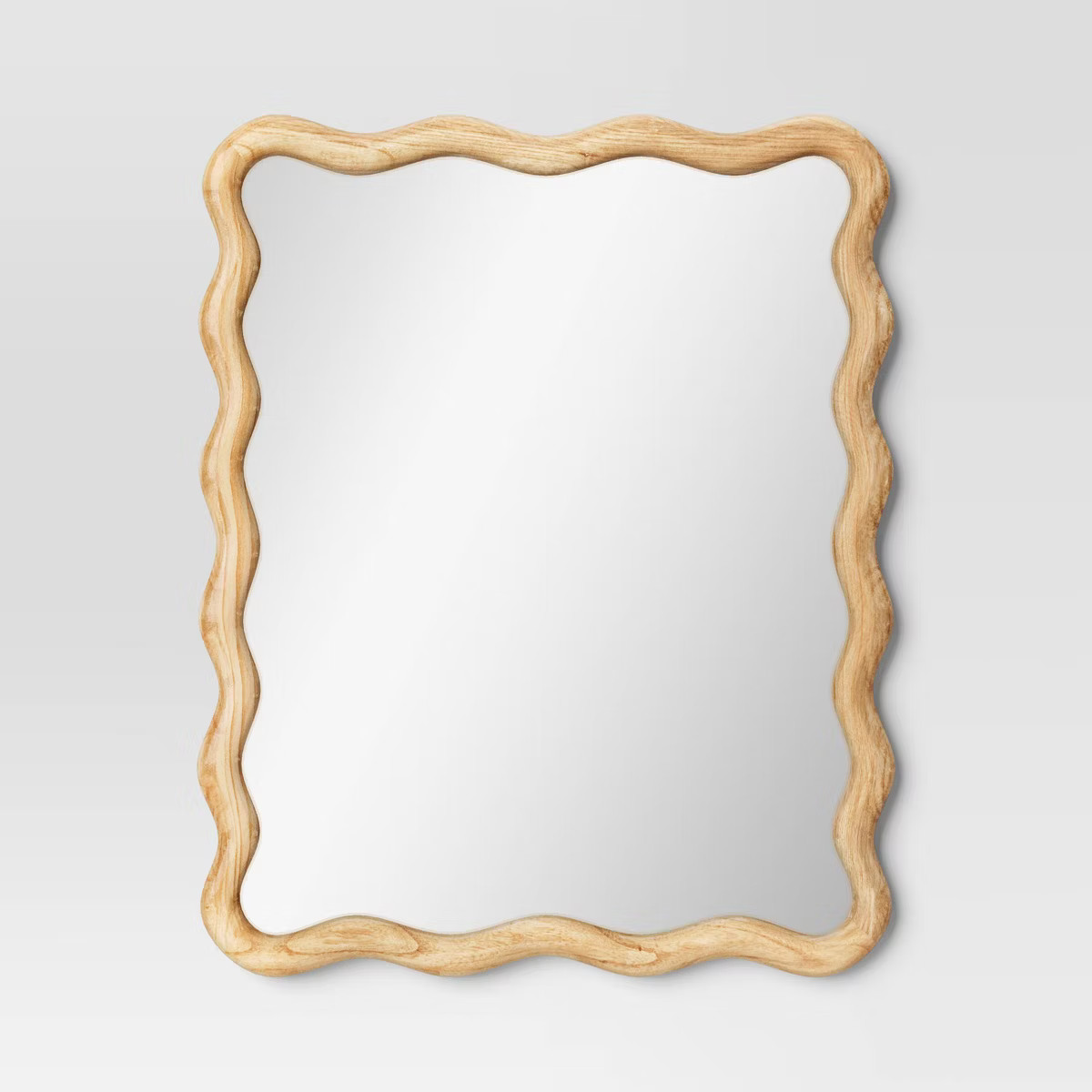 24"x 30" Scalloped Wall Mirror Natural Wood - Threshold™: Modern Style, Rectangle Shape, Wood F... | Target