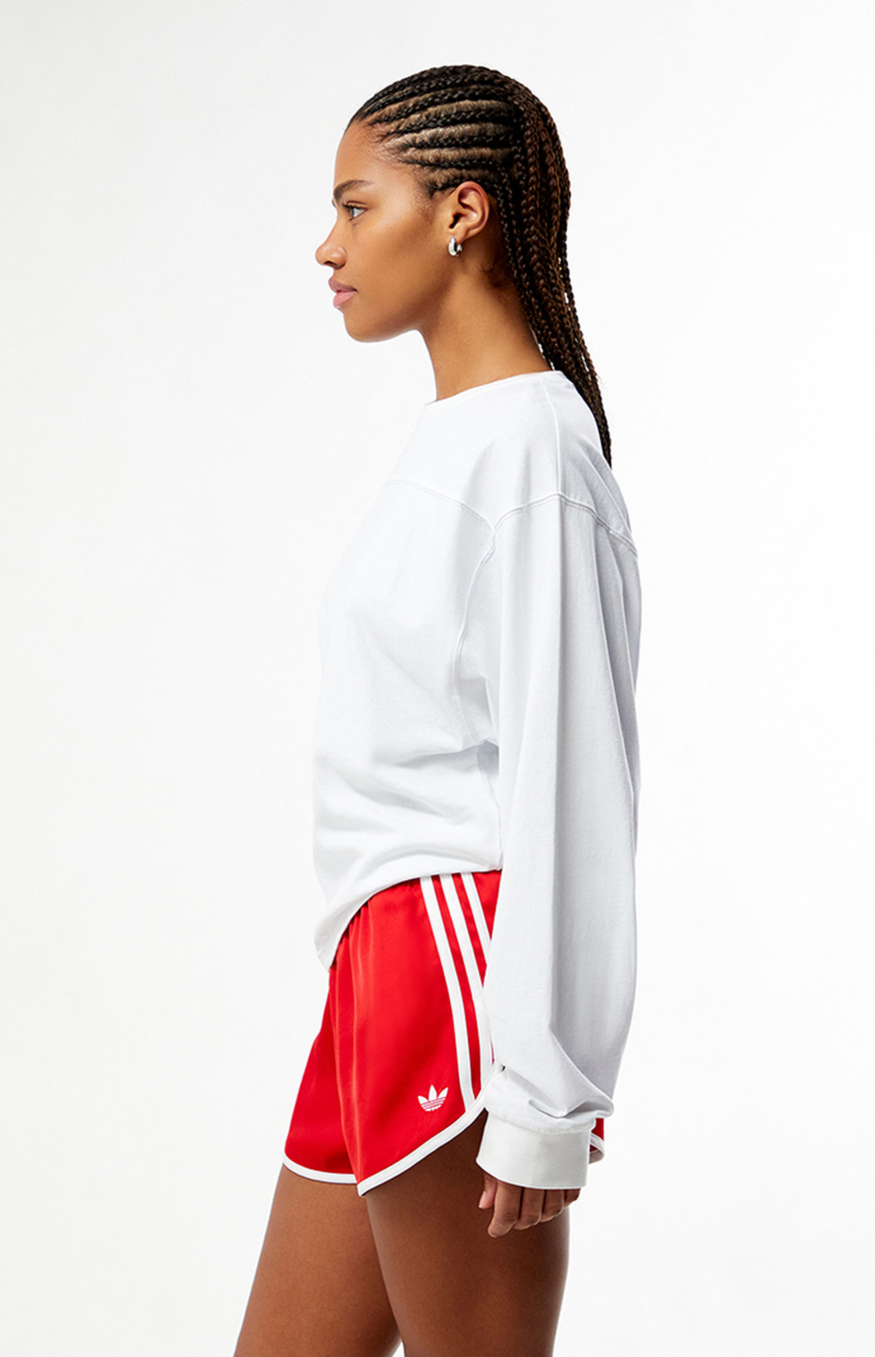 adidas Red & White 3-Stripes Sprinter Shorts | PacSun