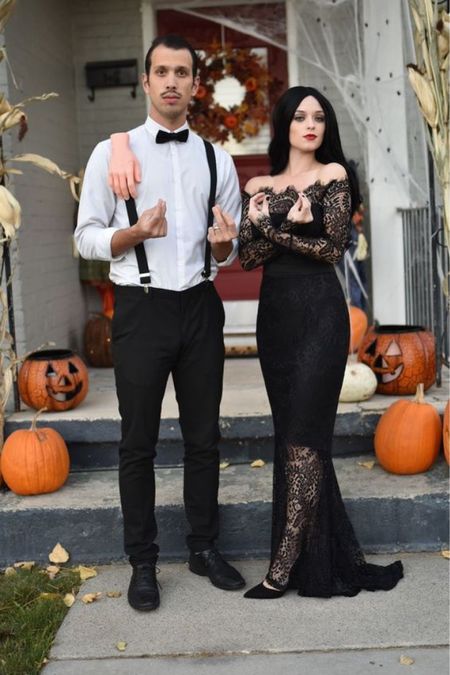 Addams Family couples costume that is all from Amazon! So easy and so good!🙌 Easily add the hand to the suspenders using command strips! #couplescostume #coupleshalloweencostume #familycostume #addamsfamily #halloweencostume #amazonhalloweencostume #amazonhalloween 

#LTKHoliday #LTKHalloween #LTKxPrime