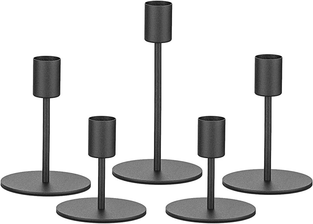 smtyle Black Candlesticks for Taper Candles Set of 5 Candelabra with Iron-0.8" Diameter Ideal for... | Amazon (US)