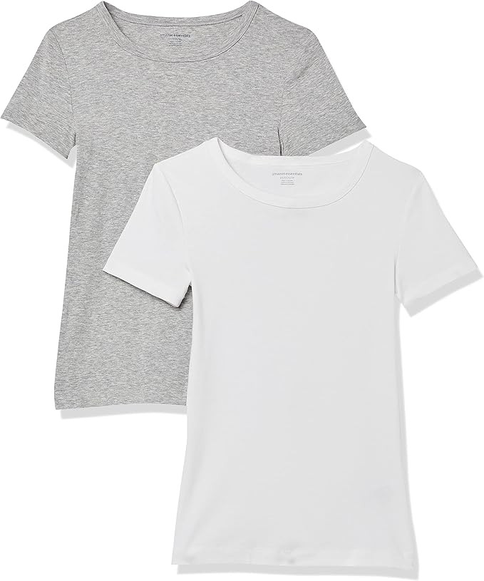 Amazon Essentials Women's Slim-Fit Short-Sleeve Crewneck T-Shirt, Pack of 2 | Amazon (US)