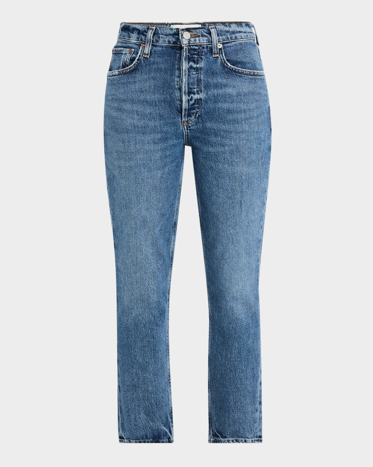 Riley High-Rise Straight Crop Jeans | Neiman Marcus