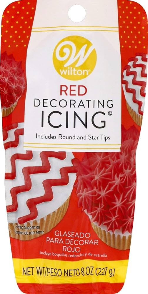 Wilton 704-4299 Red Decorating Icing 8 Ounce, with Plastic Tips | Amazon (US)