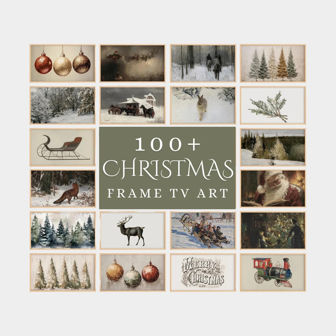 Frame TV Art Christmas Set Lifetime Access 100 Samsung Frame TV Art Winter Bundle Farmhouse Chris... | Etsy (US)