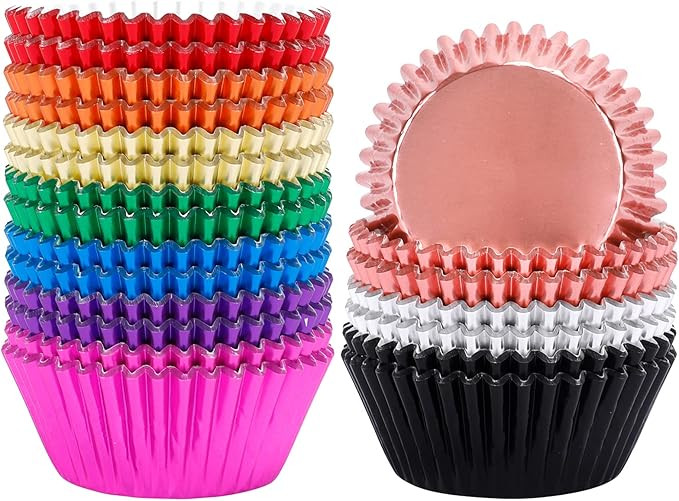 BAKHUK 500pcs Foil Cupcake Liner, Metallic Cupcake Liners - Standard Size 2 Inches Muffin Liners ... | Amazon (US)