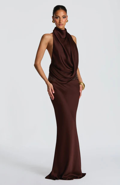 Armelle Maxi Dress - Plum Brown | Babyboo (global)