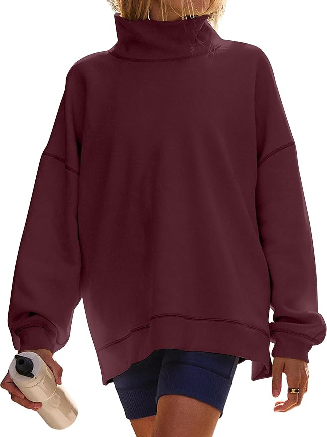 Womens Oversized Mockneck Sweatshirts Long Sleeve Turtleneck Pullover Casual Fall Drop Shoulder H... | Amazon (US)