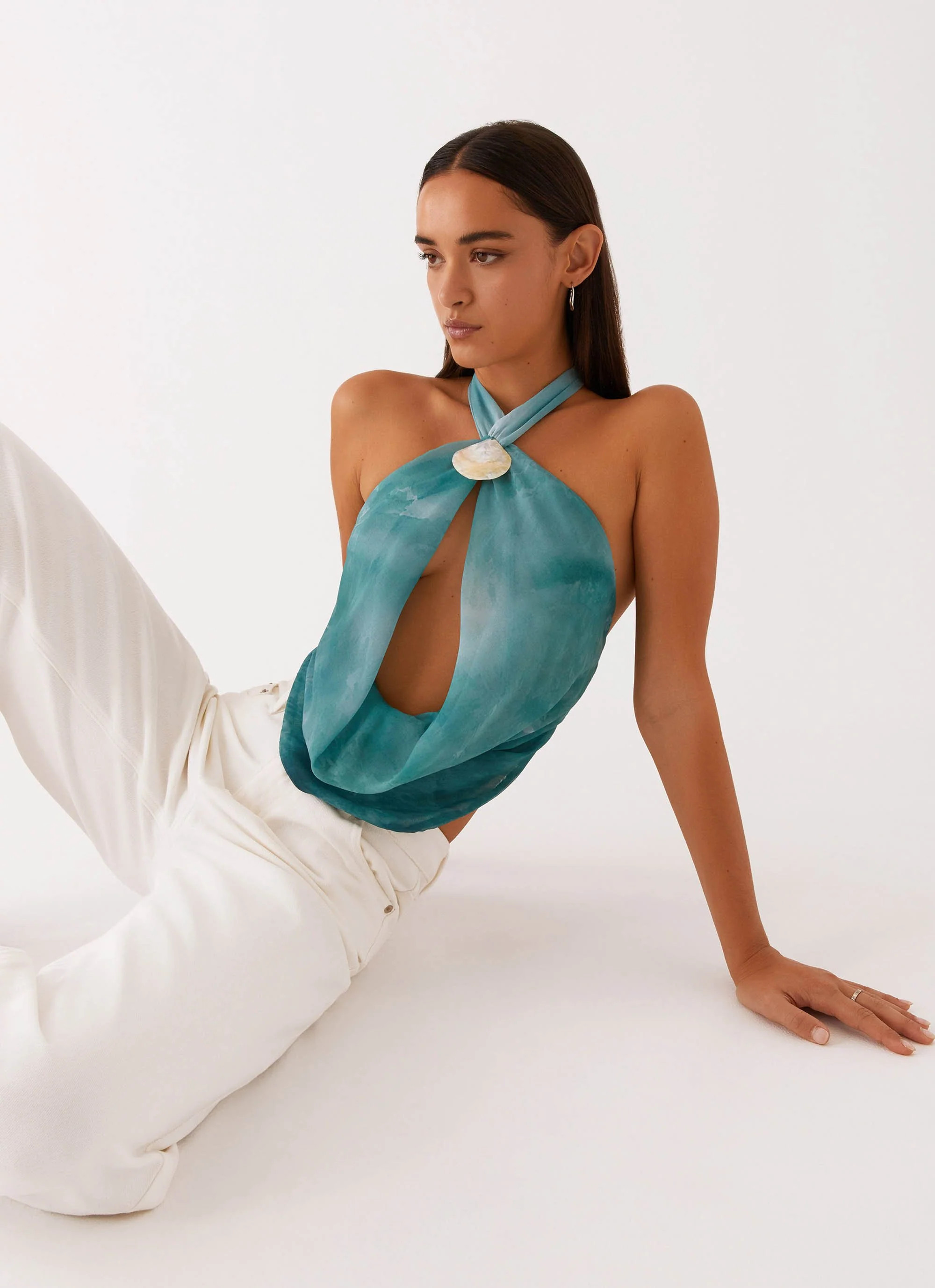 Zola Cowl Neck Shell Top - Green Tie Dye | Peppermayo (Global)