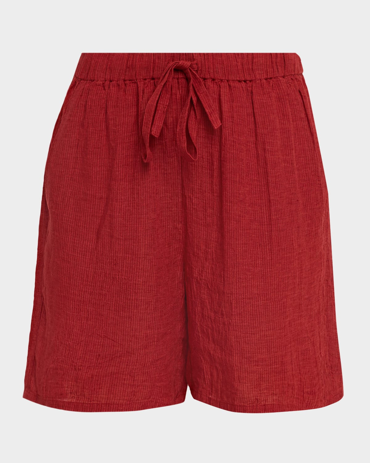 Striped Organic Linen Walking Shorts | Neiman Marcus