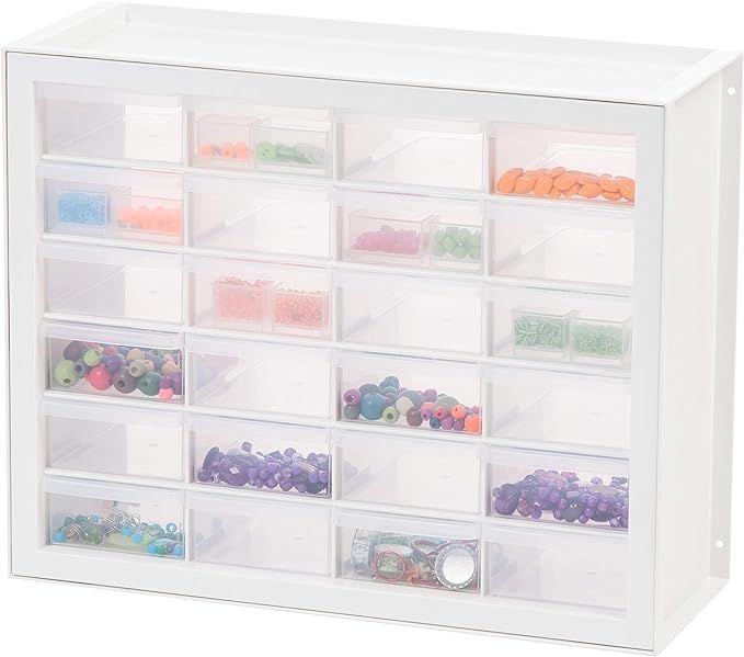 IRIS USA 24 Drawer Stackable Storage Cabinet for Hardware Crafts, White - Small Organizer Utility... | Amazon (US)