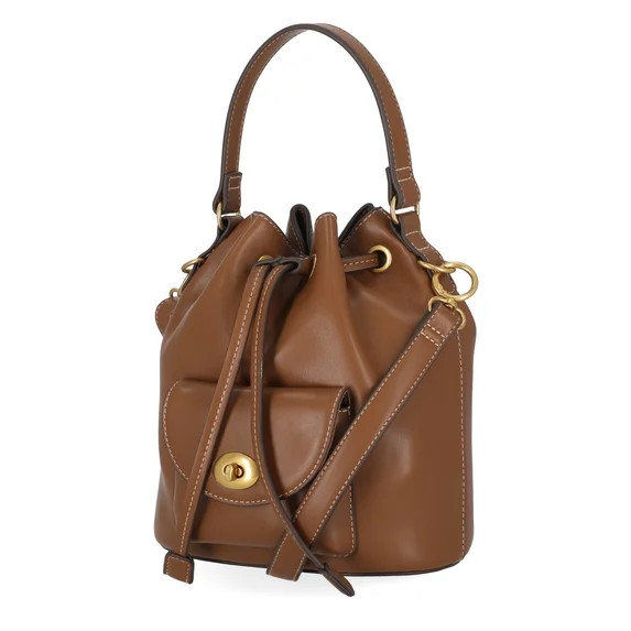 Free Assembly Women's Faux Leather Drawstring Handbag, Autumn Brown | Walmart (US)