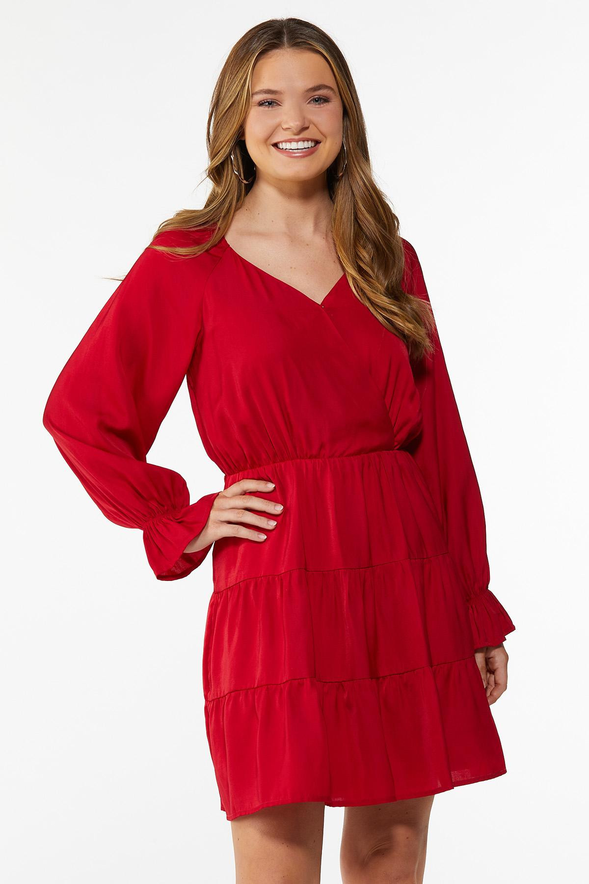 Satin Tiered Ruffle Dress | Cato Fashions