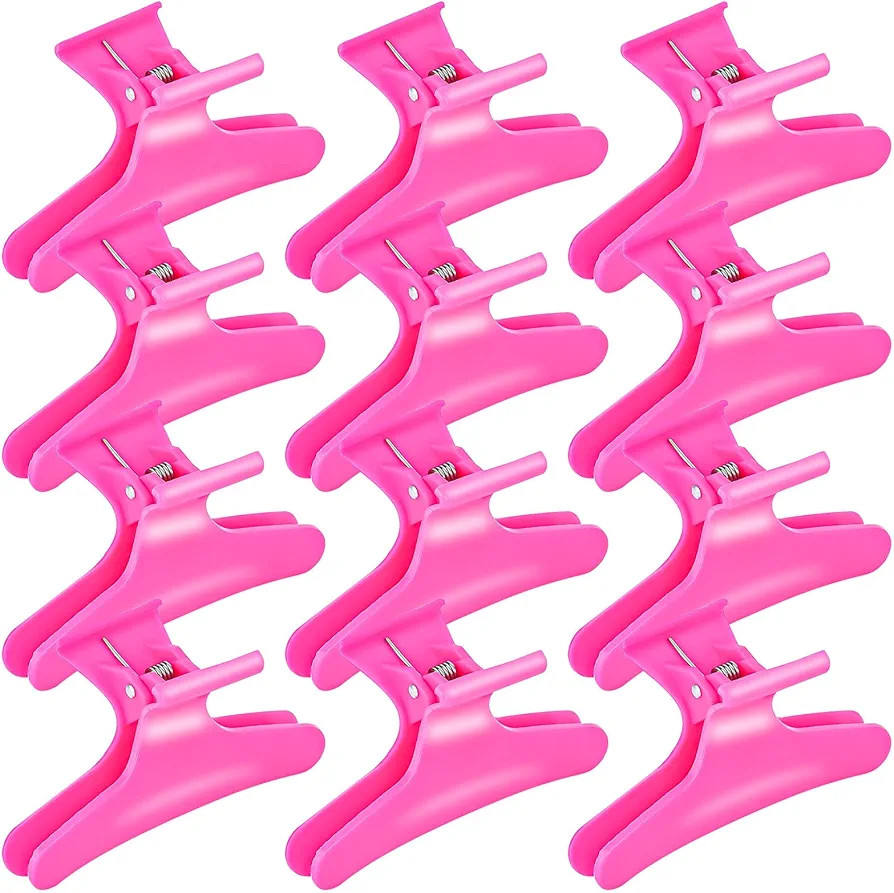 Ondder Hot Pink Hair Clips for Styling Sectioning Butterfly Pro Hair Claws Clamps Clips for Cutti... | Amazon (US)