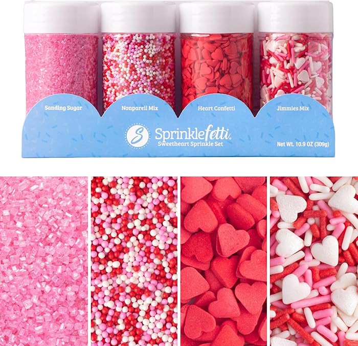 Sweets Indeed Heart Sprinkles, 4 Pack, Edible Sprinkle Mix, Perfect for Cake Decorations, Baking,... | Amazon (US)